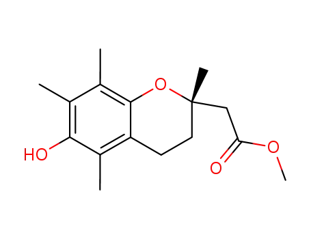 Molecular Structure of 58846-71-2 (2H-1-Benzopyran-2-acetic acid,
3,4-dihydro-6-hydroxy-2,5,7,8-tetramethyl-, methyl ester, (S)-)