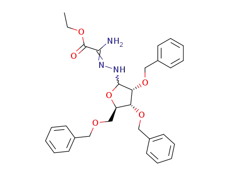 Molecular Structure of 79437-73-3 (Amino(2,3,5-Tri-O-benzyl-D-ribofuranosylhydrazono)essigsaeure-ethylester)