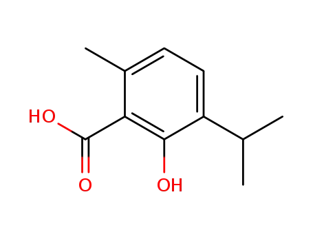 Molecular Structure of 548-51-6 (2-HYDROXY-3-ISOPROPYL-6-METHYLBENZOIC ACID)