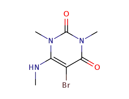 Molecular Structure of 98333-72-3 (1,3-dimethyl-5-bromo-6-methylaminopyrimidine-2,4-dione)