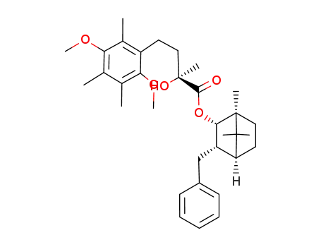 (2S)-4-(2,5-Dimethoxy-3,4,6-trimethylphenyl)-2-hydroxy-2-methylbutansaeure-<(1R,2S,3S,4S)-3-benzyl-1,7,7-trimethylbicyclo<2.2.1>hept-2-yl>ester