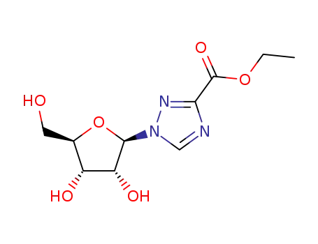 Molecular Structure of 79451-07-3 (1-β-D-Ribofuranosyl-1H-1,2,4-triazol-3-carbonsaeure-ethylester)