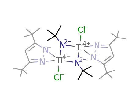 Molecular Structure of 222027-00-1 ((tert-butylimido(chloro)(3,5-di-tert-butylpyrazolato)titanium)2)