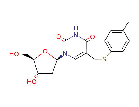 Molecular Structure of 88054-42-6 (1-(2-deoxypentofuranosyl)-5-{[(4-methylphenyl)sulfanyl]methyl}pyrimidine-2,4(1H,3H)-dione)