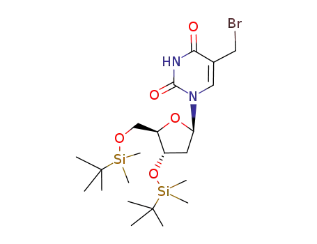 Molecular Structure of 291525-17-2 (3′,5′-bis-O-(tert-butyldimethylsilyl)-5-bromomethyl-2'-deoxyuridine)