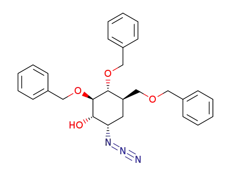 Molecular Structure of 166376-52-9 ((1R,2R,3S,4S,6R)-4-Azido-1,2-di-O-benzyl-6-<(benzyloxy)methyl>-1,2,3-cyclohexanetriol)