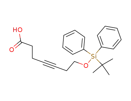 Molecular Structure of 104329-69-3 (7-(tert-butyldiphenylsilyloxy)hept-4-ynoic acid)