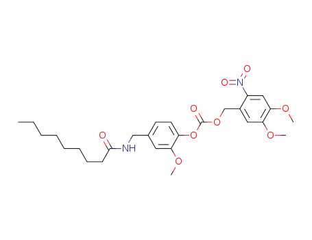 Molecular Structure of 887256-95-3 ((4,5-dimethoxy-2-nitrobenzyl)-2'-methoxy-4'-(nonanamidomethyl)phenylcarbonate)