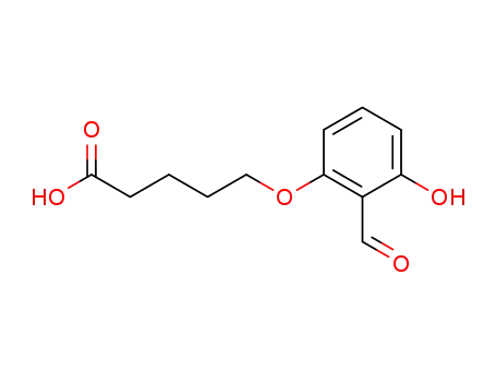 Molecular Structure of 77858-21-0 (5-(2-formyl-3-hydroxyphenoxy)valeric acid)