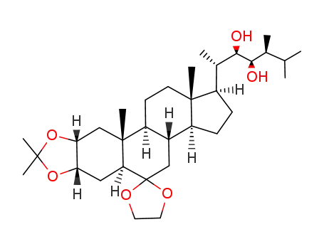 Molecular Structure of 91708-76-8 ((2R,3S,5α,22R,23R,24S)-6,6-Ethylenedioxy-2,3-isopropylidenedioxyergostane-22,23-diol)