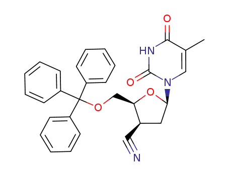 1-(3'-cyano-2',3'-dideoxy-5'-O-trityl-β-D-threo-pentofuranosyl)thymine
