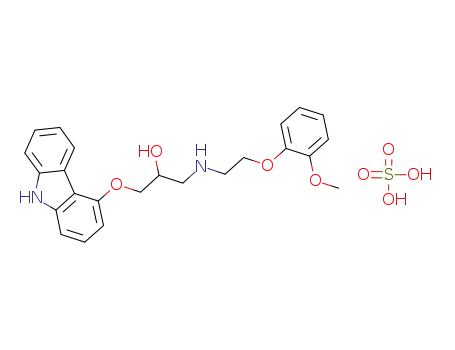 Molecular Structure of 374779-43-8 ((±)-1-(9H-carbazol-4-yloxy)-3-{[2-(2-methoxyphenoxy)ethyl]amino}propan-2-ol sulfate)