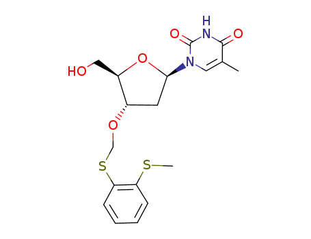 Molecular Structure of 122902-46-9 (3'-O-<<<2-(methylthio)phenyl>thio>methyl>thymidine)