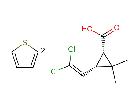 Molecular Structure of 137547-99-0 ((1S,3S)-3-(2,2-Dichloro-vinyl)-2,2-dimethyl-cyclopropanecarboxylic acid; compound with thiophene)