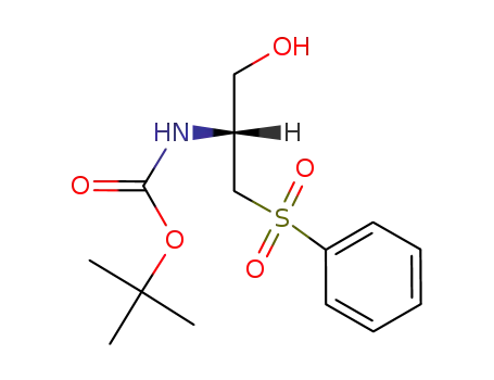 Molecular Structure of 116611-44-0 (((R)-2-benzenesulfonyl-1-hydroxymethyl-ethyl)carbamic acid tert-butyl ester)