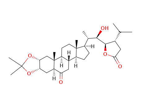 Molecular Structure of 174656-35-0 ((1R,3aS,3bS,5aS,6aS,9aR,10aR,10bS,12aS)-1-[(1S,2R)-2-Hydroxy-2-((2R,3S)-3-isopropyl-5-oxo-tetrahydro-furan-2-yl)-1-methyl-ethyl]-8,8,10a,12a-tetramethyl-hexadecahydro-7,9-dioxa-dicyclopenta[a,h]phenanthren-5-one)