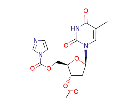 Molecular Structure of 1053653-67-0 (3'-O-acetylthymidine 5'-O-(1-imidazolyl)carbamate)