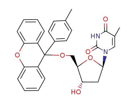 Molecular Structure of 136345-27-2 (Thymidine, 5'-O-[9-(4-methylphenyl)-9H-xanthen-9-yl]-)