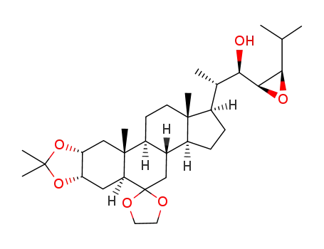 Molecular Structure of 86413-56-1 ((2R, 3S, 22R, 23S, 24R)-23,24-epoxy-6,6-ethylenedioxy-22-hydroxy-2,3-isopropylidenedioxy-5α-cholestane)