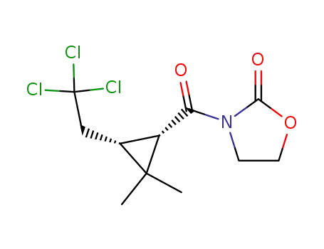 Molecular Structure of 95470-23-8 (cis-3-<(2,2-dimethyl-3-(2,2,2-trichloroethyl)cyclopropyl)carbonyl>-2-oxazolidinone)
