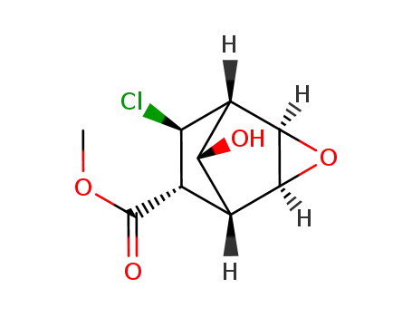 Molecular Structure of 321172-34-3 ((1S,2R,4S,5R,6R,7S,8R)-7-Chloro-8-hydroxy-3-oxa-tricyclo[3.2.1.0<sup>2,4</sup>]octane-6-carboxylic acid methyl ester)