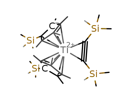 Molecular Structure of 195259-28-0 ((η2-bis(trimethylsilyl)ethyne)bis(η5-tetramethyl(trimethylsilyl)cyclopentadienyl)titanium(II))