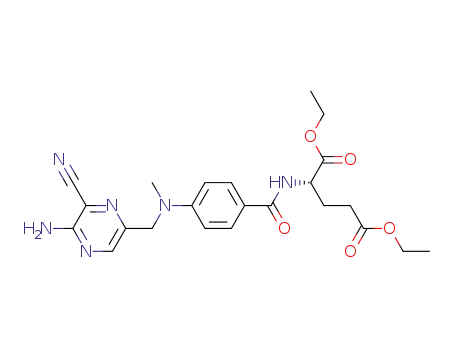 Molecular Structure of 53496-30-3 (L-Glutamic acid,
N-[4-[[(5-amino-6-cyanopyrazinyl)methyl]methylamino]benzoyl]-, diethyl
ester)