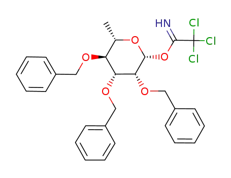 Molecular Structure of 103368-09-8 (2,3,4-tri-O-benzyl-β-L-rhamnopyranose 1-O-trichloroacetimidate)