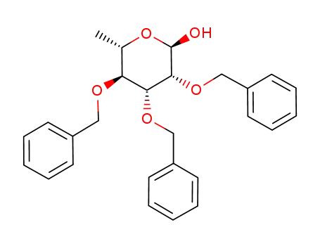 Molecular Structure of 86795-38-2 (2,3,4-tri-O-(phenylmethyl)-α-L-rhamnopyranoside)