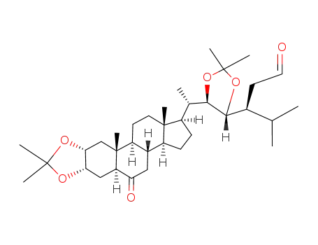Molecular Structure of 174656-38-3 ((S)-3-{(4R,5R)-2,2-Dimethyl-5-[(S)-1-((1R,3aS,3bS,5aS,6aS,9aR,10aR,10bS,12aS)-8,8,10a,12a-tetramethyl-5-oxo-hexadecahydro-7,9-dioxa-dicyclopenta[a,h]phenanthren-1-yl)-ethyl]-[1,3]dioxolan-4-yl}-4-methyl-pentanal)