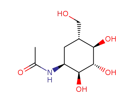 Molecular Structure of 124492-65-5 (N-((1S,2S,3S,4R,5R)-2,3,4-Trihydroxy-5-hydroxymethyl-cyclohexyl)-acetamide)