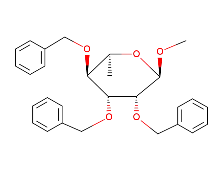 Molecular Structure of 59055-57-1 (methyl 2,3,4-tri-O-benzyl-α-L-rhamnopyranoside)