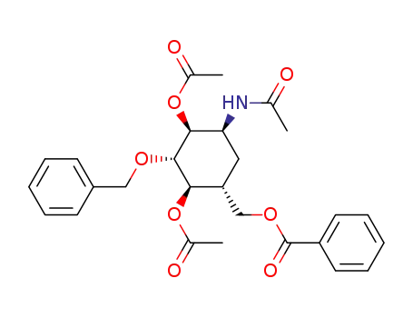 Molecular Structure of 119951-74-5 (Benzoic acid (1R,2R,3S,4S,5S)-2,4-diacetoxy-5-acetylamino-3-benzyloxy-cyclohexylmethyl ester)