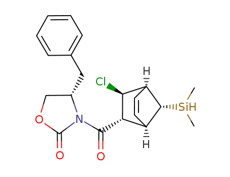 Molecular Structure of 321172-23-0 ((S)-4-Benzyl-3-((1R,2R,3R,4R,7R)-3-chloro-7-dimethylsilanyl-bicyclo[2.2.1]hept-5-ene-2-carbonyl)-oxazolidin-2-one)