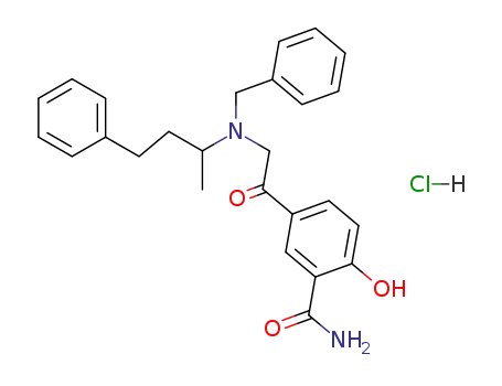 Molecular Structure of 32780-63-5 (2-hydroxy-5-<<N-(1-methyl-3-phenylpropyl)-N-(phenylmethyl)amino>acetyl>benzamide hydrochloride)