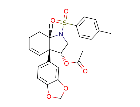 Molecular Structure of 215609-79-3 ((3R,3aS,7aS)-N-p-tolylsulfonyl-3-acetyloxy-3a-(3,4-methylenedioxyphenyl)-2,3,3a,6,7,7a-hexahydroindole)