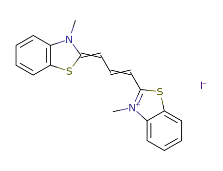 Molecular Structure of 1742-91-2 (3-methyl-2-[3-(3-methyl-3H-benzothiazol-2-ylidene)prop-1-enyl]benzothiazolium iodide)