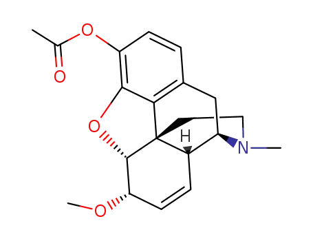 Molecular Structure of 57093-46-6 (3-acetoxy-4,5α-epoxy-6α-methoxy-17-methyl-morphin-7-ene)
