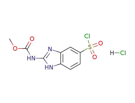 Molecular Structure of 105530-56-1 (Carbamic acid, [5-(chlorosulfonyl)-1H-benzimidazol-2-yl]-, methyl ester,
monohydrochloride)