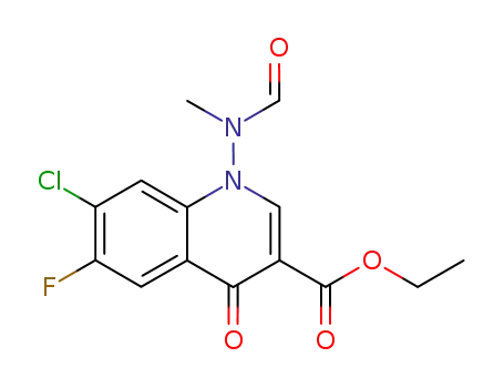 Molecular Structure of 88569-34-0 (ethyl 7-chloro-6-fluoro-1-(formylmethylamino)-1,4-dihydro-4-oxoquinoline-3-carboxylate)