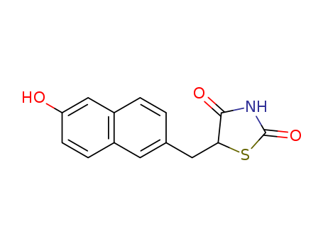 Molecular Structure of 161600-03-9 (2,4-Thiazolidinedione, 5-[(6-hydroxy-2-naphthalenyl)methyl]-)
