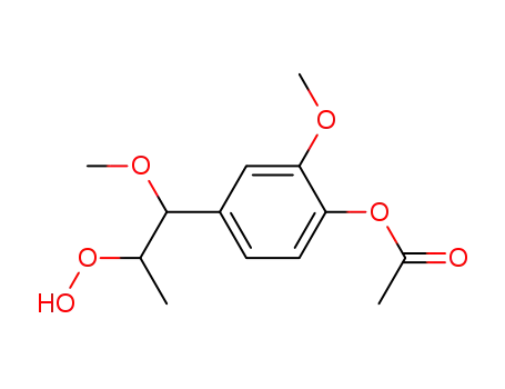 Molecular Structure of 138252-48-9 (Acetic acid 4-(2-hydroperoxy-1-methoxy-propyl)-2-methoxy-phenyl ester)