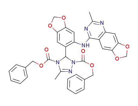 dibenzyl 3-methyl-5-<4,5-methylenedioxy-2-(2-methyl-6,7-methylenedioxyquinazolin-4-ylamino)phenyl>-Δ<sup>2</sup>-1,2,4-triazoline-1,4-dicarboxylate