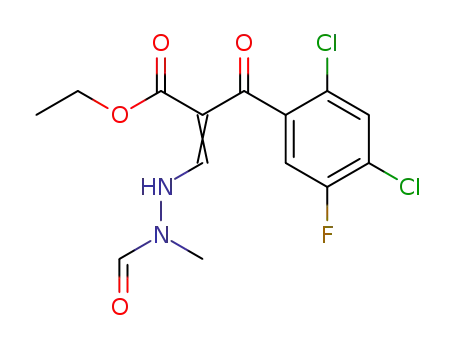 Molecular Structure of 109308-97-6 (ethyl 3-N-formyl-N-methylhydrazyl-2-(2,4-dichloro-5-fluoro)benzoylacrylate)