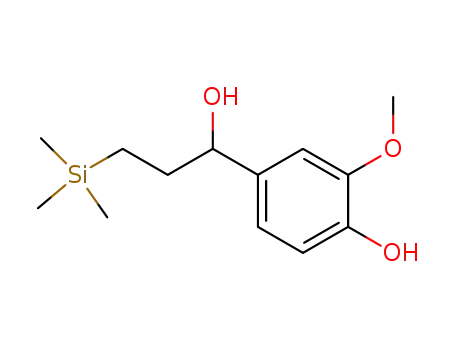 Molecular Structure of 81391-19-7 (1-<(4-hydroxy-3-methoxy)phenyl>-3-(trimethylsilyl)propan-1-ol)