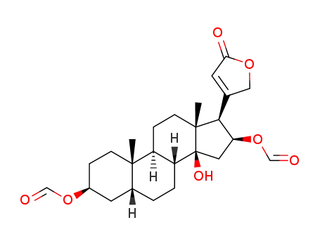 Molecular Structure of 1256-58-2 ((3beta,5beta,8xi,9xi,16beta)-3,16-bis(formyloxy)-14-hydroxycard-20(22)-enolide)