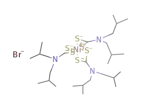 Molecular Structure of 83202-05-5 (Ni(((CH<sub>3</sub>)2CHCH<sub>2</sub>)2NCS<sub>2</sub>)3<sup>(1+)</sup>*Br<sup>(1-)</sup> = [Ni(((CH<sub>3</sub>)2CHCH<sub>2</sub>)2NCS<sub>2</sub>)3]Br)