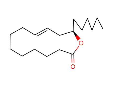 Molecular Structure of 59744-10-4 ((-)-(R,E)-12-hydroxy-9-octadecenoic acid lactone)