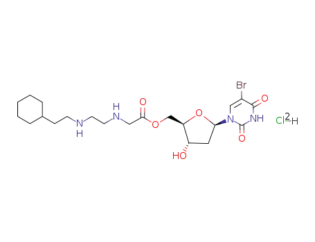 Molecular Structure of 130328-09-5 (5-bromo-2'-deoxyuridine 5'-<N-<2-<(2-cyclohexylethyl)amino>ethyl>glycyl ester> dihydrochloride)
