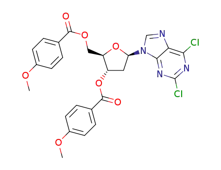 Molecular Structure of 1384553-30-3 (2,6-di-chloro-9-(3',5'-di-O-p-methoxybenzoyl-2'-deoxy-D-ribofuranosyl)purine)
